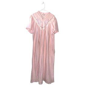 Vintage Vanity Fair Pink Nightgown Embroidered Lace Trim